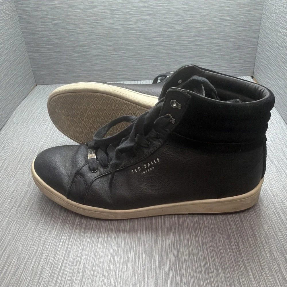 Ted Baker Men's Black Leather High Top Lace Up Sneakers US 8.5 EU 42
